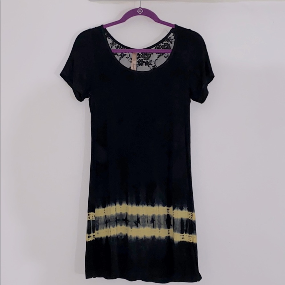 Casual black tie-dye dress